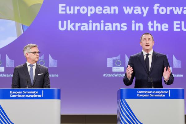 Press point by Magnus Brunner, European Commissioner, and Oleksiy Chernyshov, Ukrainian Deputy Prime Minister and Minister for National Unity, on a predictable and common European way forward for Ukrainian refugees in the EU